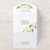 Delicate White Cream Floral Elegant Wedding All-in-One-Einladung (Außenseite)