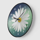 Delicate White Daisy Große Wanduhr (Winkel)
