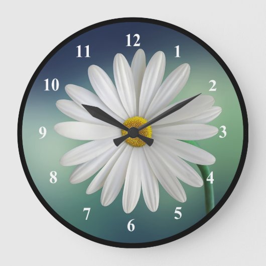 Delicate White Daisy Große Wanduhr (Vorderseite)