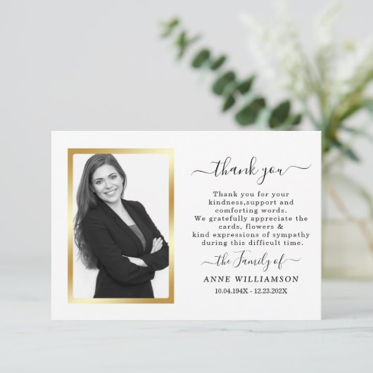 Delicate White Script Beerdigung Danke Karte (Stehend Vorderseite)