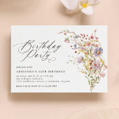 Delicate Wildflower Elegant Any Age Adult Birthday Einladung