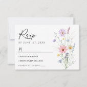 Delicate Wildflower Garden Wedding RSVP Card Karte (Vorderseite)