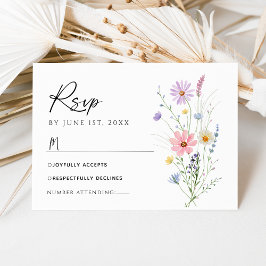 Delicate Wildflower Garden Wedding RSVP Card Karte