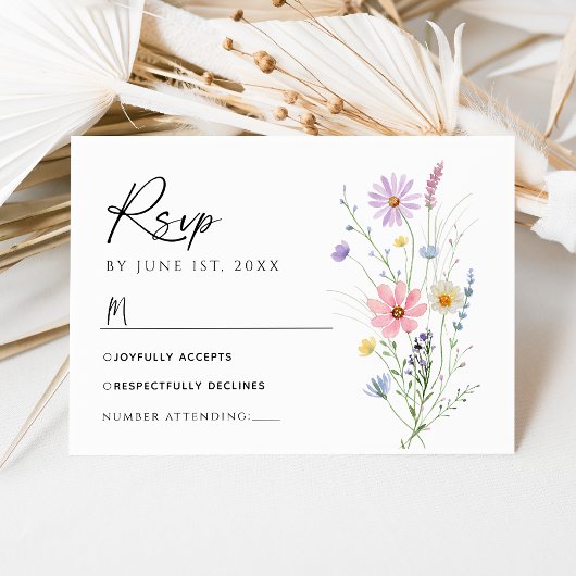 Delicate Wildflower Garden Wedding RSVP Card Karte