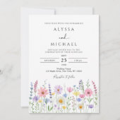 Delicate Wildflower Meadow Wedding Einladung (Vorderseite)