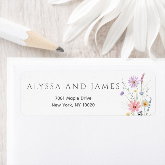 Delicate Wildflower Meadow Wedding Return Address (Insitu)