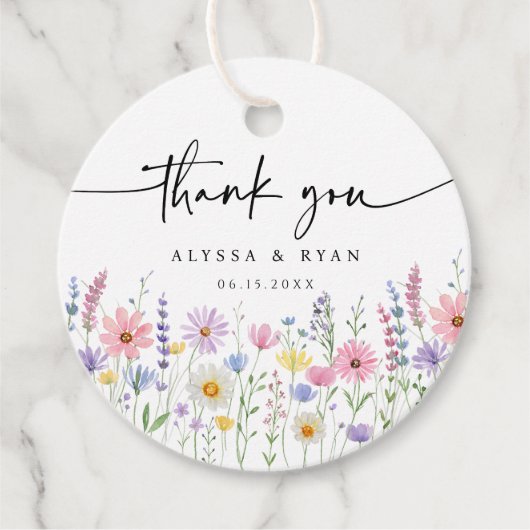 Delicate Wildflower Meadow Wedding Thank You Geschenkanhänger (Vorderseite)