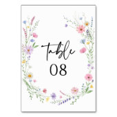 Delicate Wildflower Meadow Wedding Tischnummer (Vorderseite)