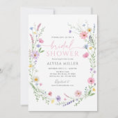 Delicate Wildflower Meadow Wreath Bridal Shower Einladung (Vorderseite)