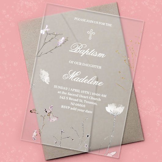 delicate wildflowers Acrylic Invitation Acryleinladungen