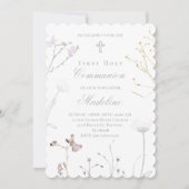delicate wildflowers First Holy Communion Einladung (Vorderseite)