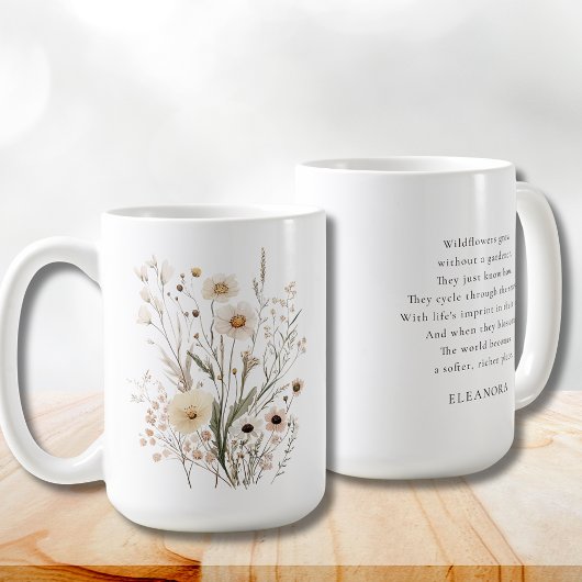 Delicate Wildflowers Inspirational Poem Kaffeetasse