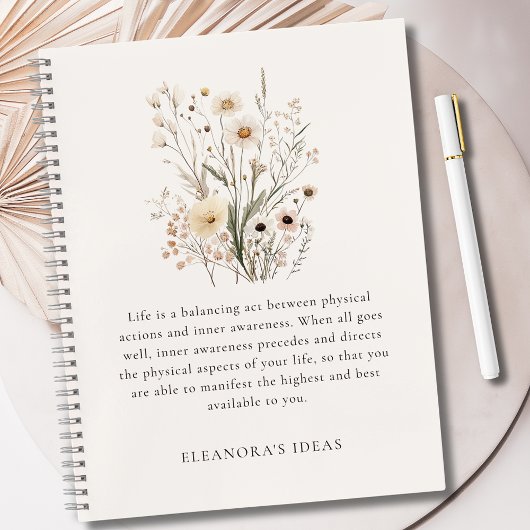 Delicate Wildflowers Motivational Quote  Notizblock