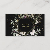 Delicate Wildflowers on Black Visitenkarte (Vorderseite)