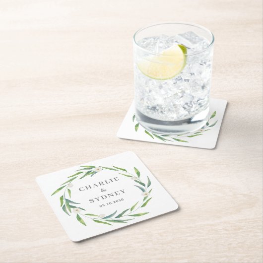 Delicate Wreath Wedding Brautparty Rechteckiger Pappuntersetzer (Vor Ort)