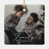 Delicate Yearly Family Dark Overlay Photo Keepsake Keramikornament (Rückseite)