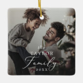 Delicate Yearly Family Dark Overlay Photo Keepsake Keramikornament (Vorderseite)