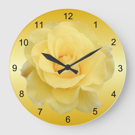 Delicate Yellow Rose Wall Clock Große Wanduhr (Vorderseite)