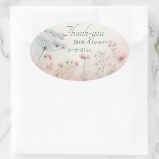 Delicaticate Queen Anne's Lace Wedding Thank-you Ovaler Aufkleber (Tasche)
