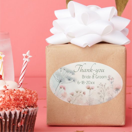 Delicaticate Queen Anne's Lace Wedding Thank-you Ovaler Aufkleber (Party)