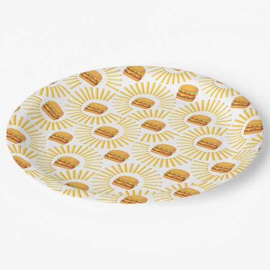 Delicioso hamburguer com batatas fritas pappteller (Schrägansicht)