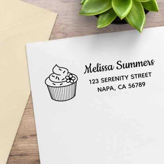 Delicious Cupcake with Frosting Address Gummistempel