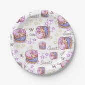 Delicious Donuts Pink purple kids birthday party Pappteller (Vorderseite)