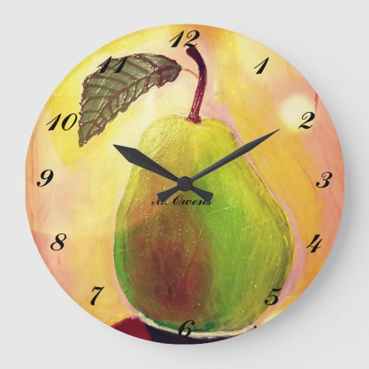 Delicious Pear Wall Clock Große Wanduhr (Vorderseite)