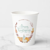 Delicus Fall Wreath Happy Thanksgiving Pappbecher (Vorderseite)