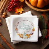 Delicus Fall Wreath Happy Thanksgiving Serviette