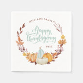 Delicus Fall Wreath Happy Thanksgiving Serviette (Vorderseite)