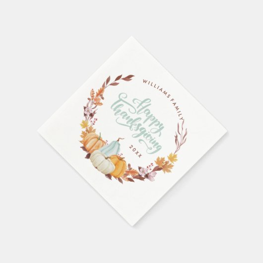 Delicus Fall Wreath Happy Thanksgiving Serviette (Ecke)