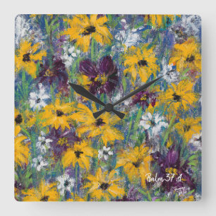 Delight Floral Wall Clock - Psalm 37:4 Quadratische Wanduhr