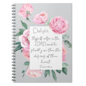 Delight Psalm Pink Peony Womans Devovous Journal Notizblock (Vorderseite)