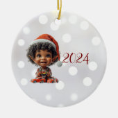 Delighted Baby Christmas Elf Keramik Ornament (Vorne)