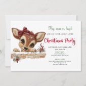 Delightful peeking reindeer editable party card einladung (Vorderseite)