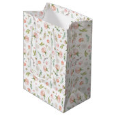 Delikat, feminin pink, floral mittlere geschenktüte (Vorderseite Schrägansicht)