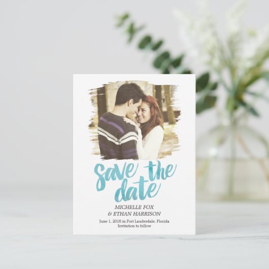 Delikat offen Save the Date Postkarte (Stehend Vorderseite)
