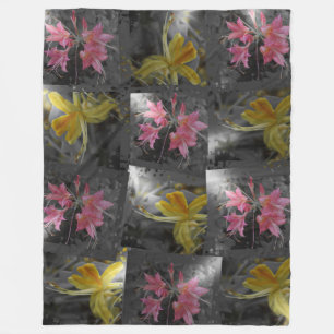 Delikat, rosa, gelb, Blume Fleecedecke