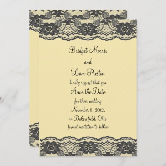 Delikat und Lacy Save the Date (gelb) (Vorne/Hinten)
