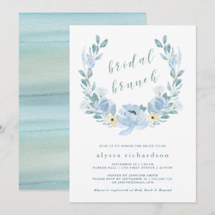 Delikatblau   Aquarell Floral Bridal Brunch Einladung
