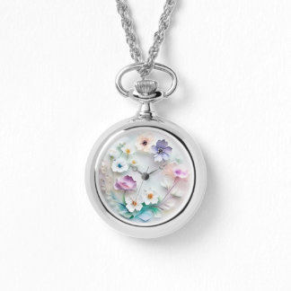 Delikate 3D-Pastel-Blume Necklace beobachten Armbanduhr