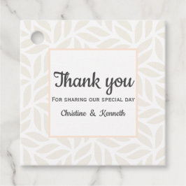 Delikate abstrakte Blätter danke Ihnen Hochzeit Geschenkanhänger