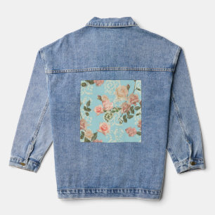 Delikate Aquarell-Rose Jeansjacke