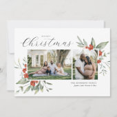 Delikate Aquarellblume Frohe Weihnachten Foto (Vorderseite)