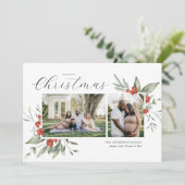 Delikate Aquarellblume Frohe Weihnachten Foto (Stehend Vorderseite)