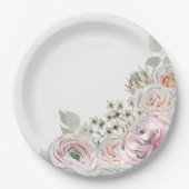 Delikate Aquarellfarben Blume in hellrosa Geburtst Pappteller (Vorderseite)