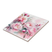 Delikate Aquarellfarben-Blume in weichrosa Fliese (Seite)