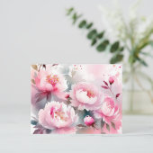 Delikate Aquarellfarben-Blume in weichrosa Postkarte (Stehend Vorderseite)