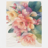 Delikate Aquarellfarben Blumengemälde Fleecedecke (Vorderseite)